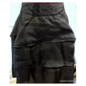 Kelly Wearstler Skirt 10 Black Silk Layered Full Above Knee Party